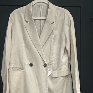 GU Japan doublebreasted tan linen blazer size L NWT